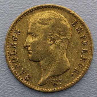 Goldmünze "20 Francs/Napoleon I. ohne Kranz" (F) 