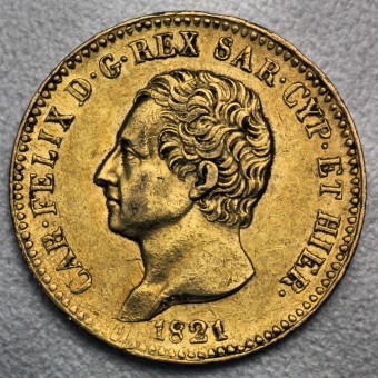Goldmünze "20 Lire/Karl Felix-Sardinien" (Ital.) 