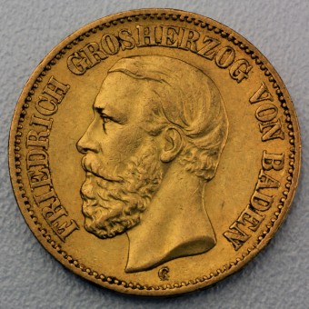 Goldmünze 20 Mark "Friedrich I." 1872-G J.184 (Baden)