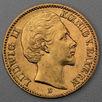 Goldmünze 20 Mark "Ludwig II." 1872-D J.194 (Bayern)