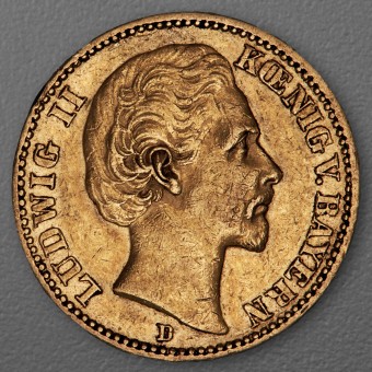 Goldmünze 20 Mark "Ludwig II." 1873-D J.194 (Bayern)