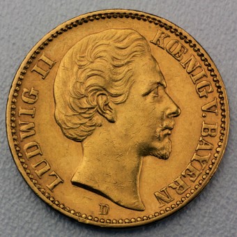 Goldmünze 20 Mark "Ludwig II." 1875-D J.197 (Bayern)
