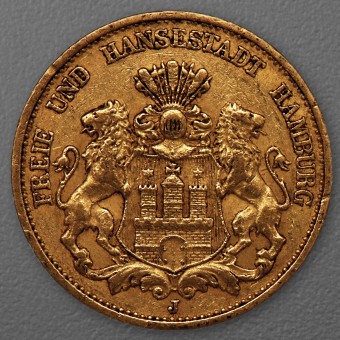 Goldmünze 20 Mark "Stadtwappen Hamburg" 1876-J J.210 (Hamburg)