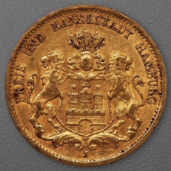 Goldmünze 20 Mark "Stadtwappen Hamburg" 1878-J J.210 (Hamburg)
