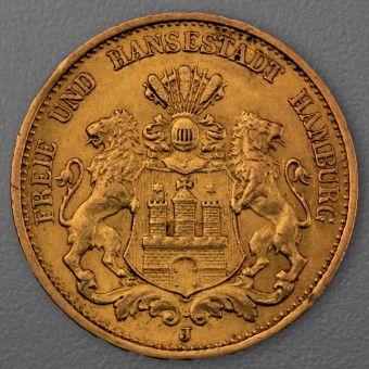 Goldmünze 20 Mark "Stadtwappen Hamburg" 1893-J J.212 (Hamburg)