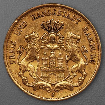 Goldmünze 20 Mark "Stadtwappen Hamburg" 1897-J J.212 (Hamburg)