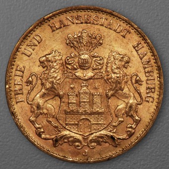 Goldmünze 20 Mark "Stadtwappen Hamburg" 1913-J J.212 (Hamburg)