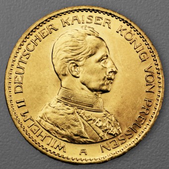 Goldmünze 20 Mark "Wilhelm II. Uniform" 1915-A J.253 (Preußen)