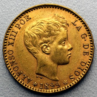 Goldmünze 20 Pesetas "Alfonso XIII." (Spanien)