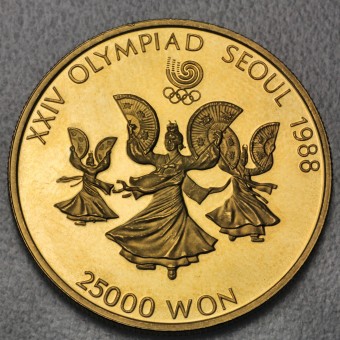 Goldmünze "25000 Won 1987 - Fan Dance" (Süd Korea) Olympiade 1988