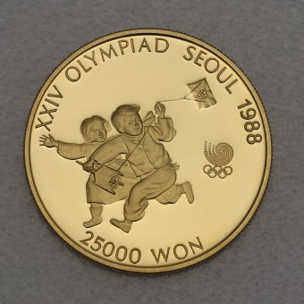 Goldmünze "25000 Won 1987 - Kite Fly" (Süd Korea) Olympiade 1988