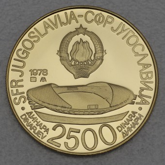 Goldmünze 2500 Dinar "Josip Broz Tito" 1978 (PP) 8. Mittelmeerspiele in Split (Jugoslawien)