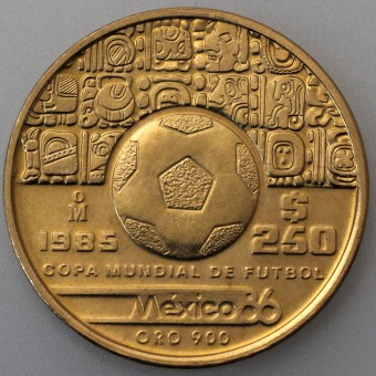 Goldmünze 250 Pesos "Fußball" 1985 Fußballweltmeisterschaft 1986 (Mexiko)