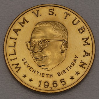 Goldmünze "25 Dollars 1965" 70th Birthday William Vacanarat Shadrach Tubman (Liberia)