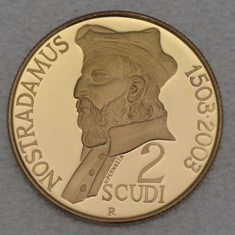 Goldmünze "2 Scudi 2003 -Nostradamus" (San Marino) 