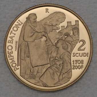 Goldmünze 2 Scudi "Pompeo Batoni" 2008 (PP) 300. Geburtstag (San Marino)