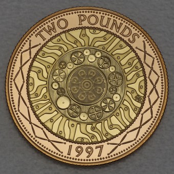 Goldmünze 2 Pounds "Technology" 1997 (PP) Shoulders of Giants (Großbritannien)