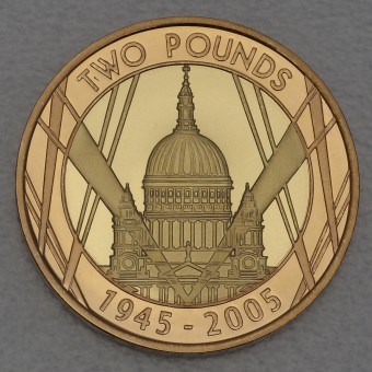 Goldmünze 2 Pounds "The End of World War II" 2005 (PP) 60th Anniversary (Großbritannien)