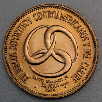 Goldmünze "30 Pesos 1974" (Dominikan. Republik) 12th Central American and Caribbean Games