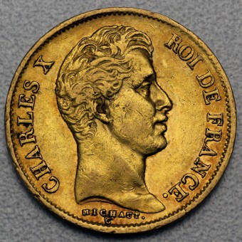 Goldmünze "40 Francs/Charles X." (Frankreich) 