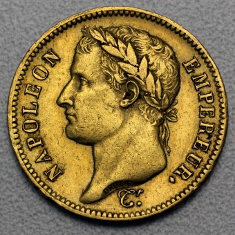 Goldmünze "40 Francs/Napoleon I. mit Kranz" (F) 