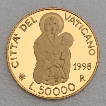 Goldmünze "50000 Lire 1998" Jungfrau mit Kind (Vatikanstadt)