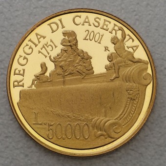 Goldmünze "50000 Lire 2001" 250. Jubiläum Palast Caserta (Italien)
