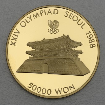 Goldmünze 50000 Won "South Gate" 1987 24. Olympiade in Seoul 1988 (Südkorea)