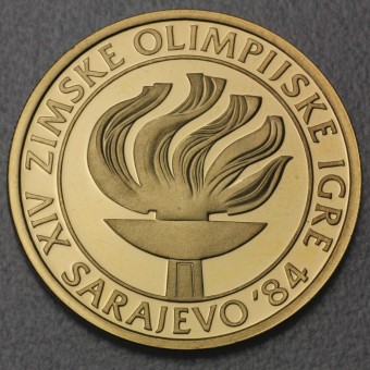 Goldmünze 5000 Dinar "Olympische Flamme" 1984 (PP) Olympische Winterspiele Sarajewo (Jugoslawien)
