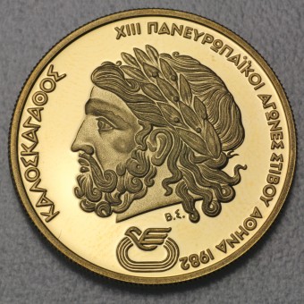 Goldmünze 5000 Drachmen "Zeus" 1981 (PP) Pan-Europäische-Spiele 1982 (Griechenland)
