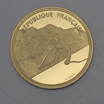 Goldmünze "500 Francs-1989 Alpin Skiing" (Frankr.) 