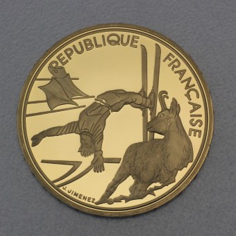 Goldmünze 500 Francs "Freestyle Ski" 1990 (Frankreich)