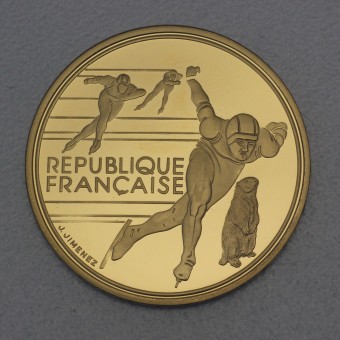 Goldmünze 500 Francs "Speed Skating" 1990 (Frankreich)