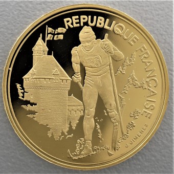 Goldmünze "500 Francs-1991 Cross Skiing" (Frankr.) 