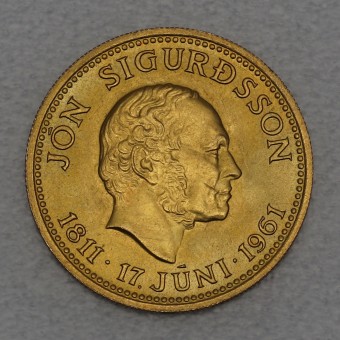 Goldmünze "500 Kronur 1961" (Island) 