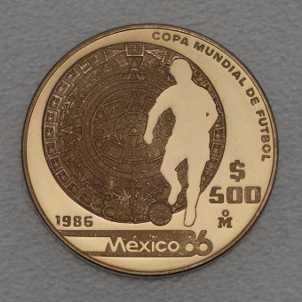 Goldmünze "500 Pesos - Spieler 1986" (Mexiko) Fußball Weltmeisterschaft 1986