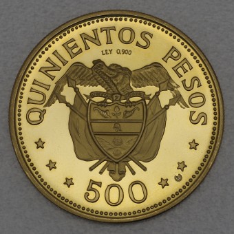 Goldmünze "500 Pesos" 1968 (Kolumbien)