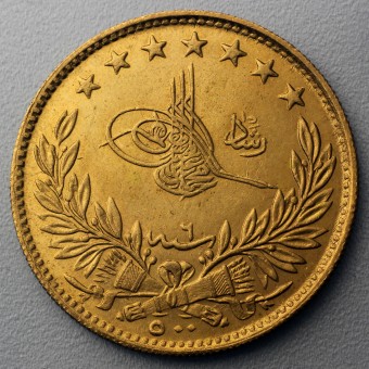 Goldmünze 500 Piaster "Tughra" (Türkei)