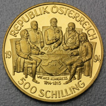 Goldmünze "500 Schilling-1994 Wiener Kongress" 