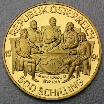 Goldmünze 500 Schilling "Wiener Kongress" 1994 (PP) Millenium (Österreich)