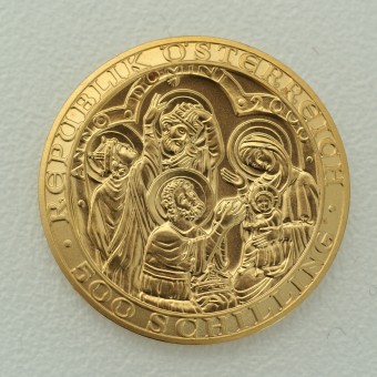 Goldmünze 500 Schilling "Geburt Christi" 2000 (PP) 2000 Jahre Christentum (Österreich)