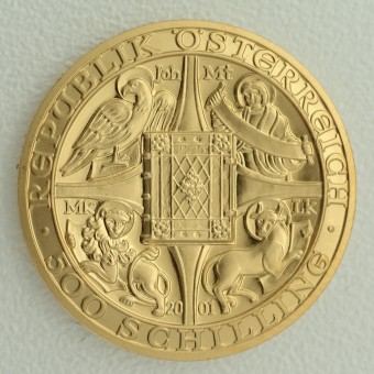 Goldmünze 500 Schilling "Die Bibel" 2001 (PP) 2000 Jahre Christentum (Österreich)