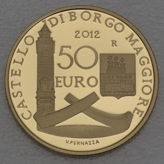 Goldmünze 50 Euro "Castello di Borgo Maggiore" 2012 (PP) Architektonische Elemente (San Marino)