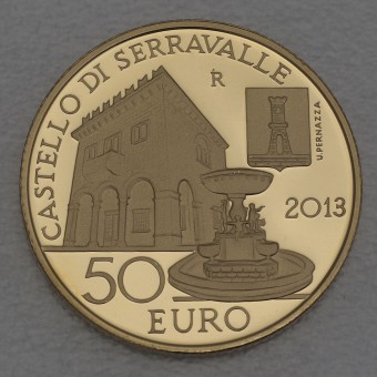 Goldmünze 50 Euro "Castello di Serravalle" 2013 (PP) Architektonische Elemente (San Marino)