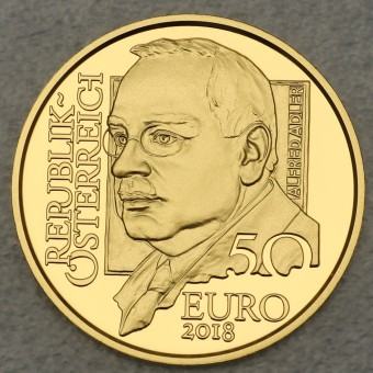 Goldmünze "50 Euro-2018 Alfred Adler" (Österr.) Wiener Schulen der Psychotherapie