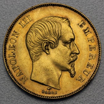 Goldmünze "50 Francs/Napoleon III. ohne Kranz" (F) 