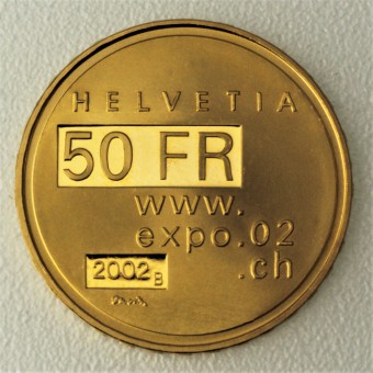 Goldmünze "50 Franken 2002" (Schweiz) Expo 02