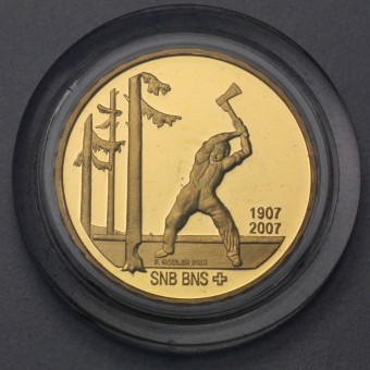 Goldmünze "50 Franken 2007" (Schweiz) Der Holzfäller