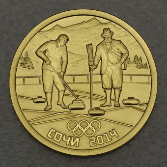 Goldmünze 50 Rubel "Curling" 2014 Olympia Sotchi (Russland)