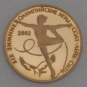 Goldmünze 50 Rubel "Eiskunstläuferin" 2002 Olympische Spiele Salt Lake City (Russland)